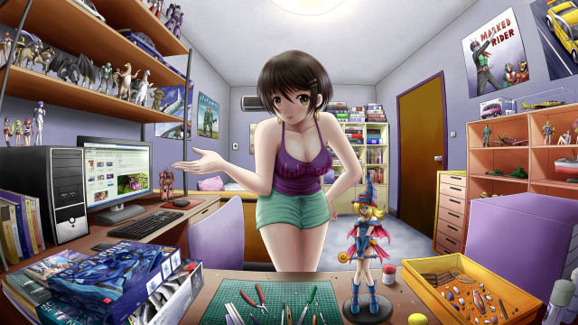 Woman computer room giantess otaku free wallpaper for desktop - medium preview image