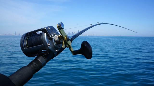 Fishing rod city water horizon free wallpaper for desktop - medium preview image