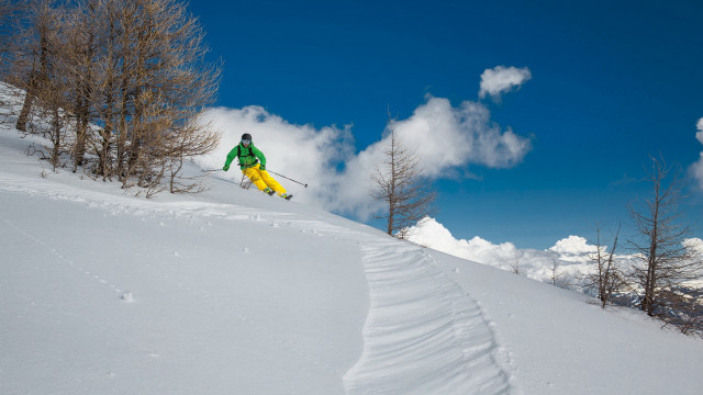 Ski jump snowy hill trees free wallpaper for desktop - medium preview image