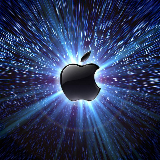 Apple logo blue background stars free wallpaper for tablet - medium preview image