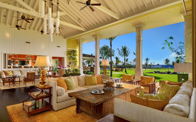 Living room ceiling fan ocean free wallpaper for desktop - medium preview image