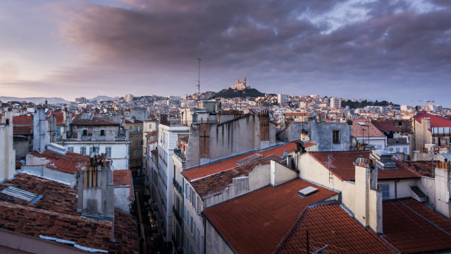 Tokyo cityscape tiltshift cloudy sunset free wallpaper for desktop - medium preview image