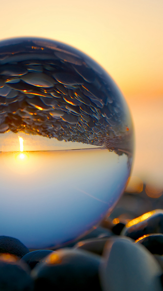 Glass ball sunset background rocks free wallpaper for mobile - medium preview image