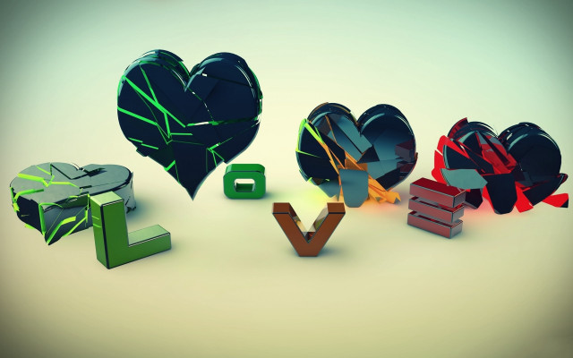 3D hearts letters love gradient free wallpaper for desktop - medium preview image