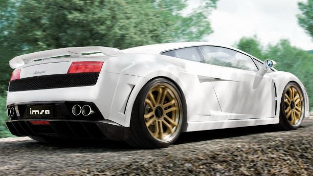 White sports car forest road #2 free wallpaper for desktop - medium preview image