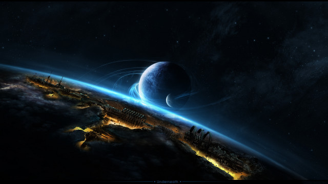 Earth space planet moon stars free wallpaper for desktop - medium preview image