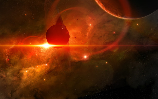Red object space stars planets free wallpaper for desktop - medium preview image