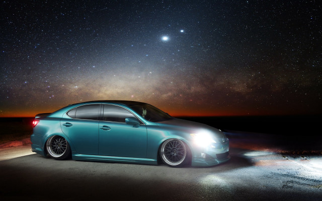 Car night sky stars rimlights free wallpaper for desktop - medium preview image