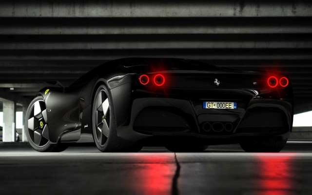 Black sports car red tail #11 free wallpaper for desktop - medium preview image