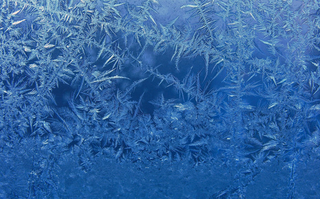 Frosty window blue sky leaves free wallpaper for desktop - medium preview image