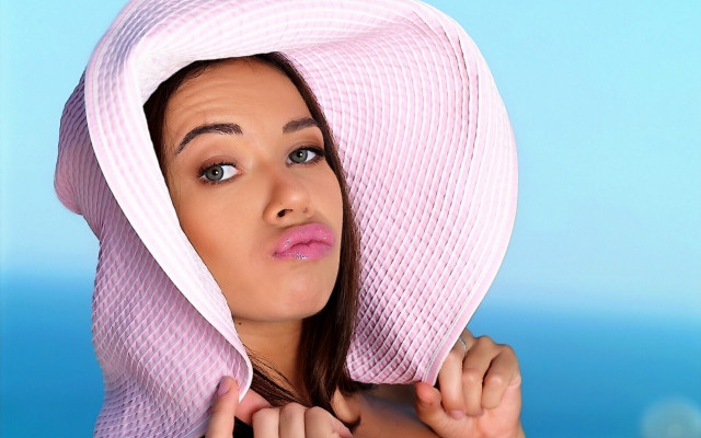 Daphne mcclure pink hat blue free wallpaper for desktop - medium preview image