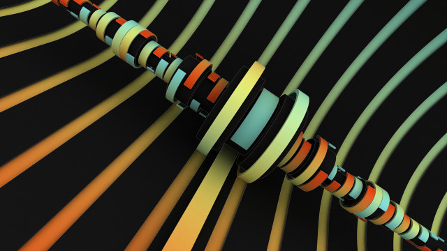 Colorful biomechanical raytraced weapon striped free wallpaper for desktop - medium preview image
