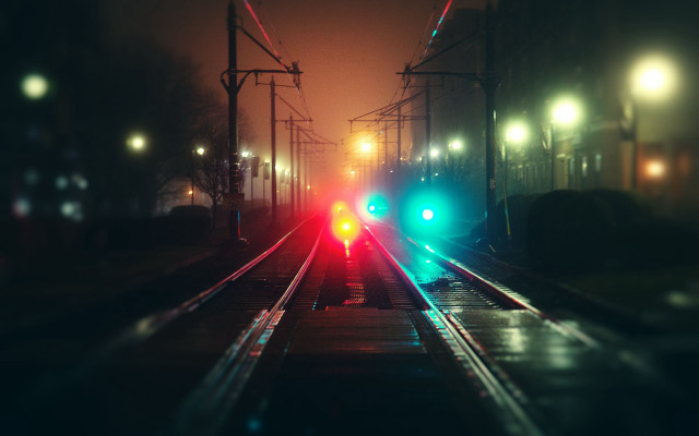 Train night lights platform moon free wallpaper for desktop - medium preview image
