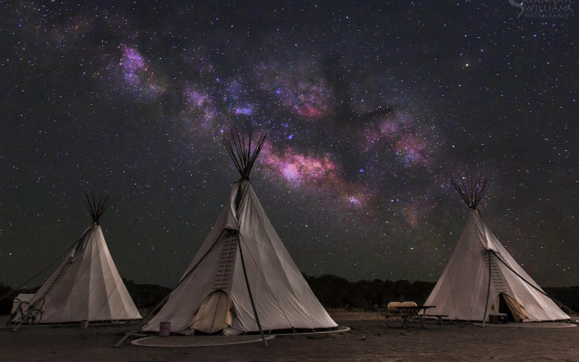 Teepees night sky milky way free wallpaper for desktop - medium preview image