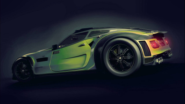 Futuristic car green yellow vehicle free wallpaper for desktop - medium preview image