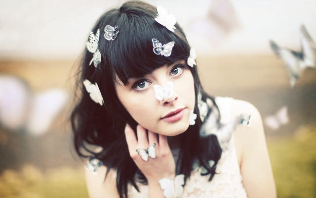 Butterfly face hair magic realism free wallpaper for desktop - medium preview image