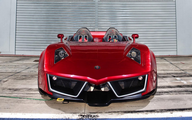 Red sports car garage roller free wallpaper for desktop - medium preview image