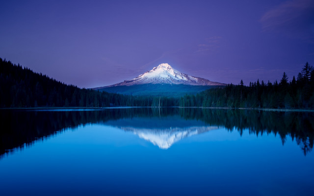 Mountain lake trees night purple free wallpaper for desktop - medium preview image