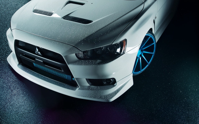 White car blue lights shiny free wallpaper for desktop - medium preview image