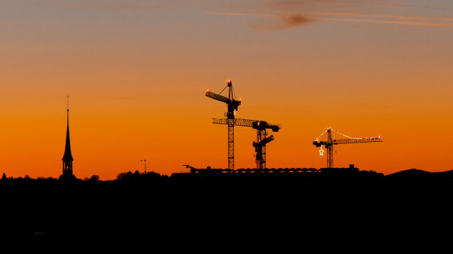 Sunset building crane construction constructivism free wallpaper for desktop - medium preview image