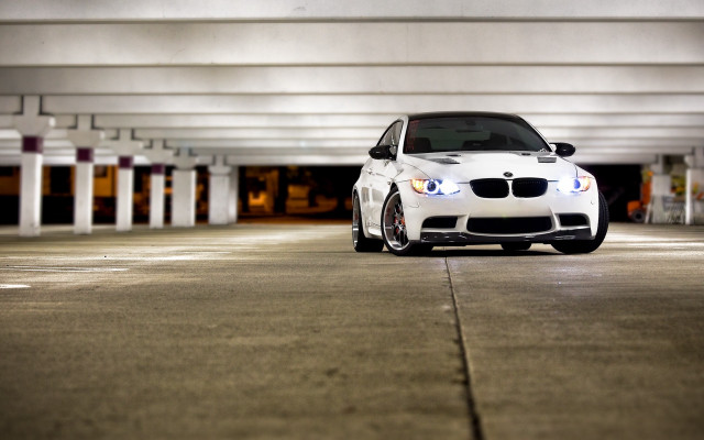 White car parking garage parking free wallpaper for desktop - medium preview image
