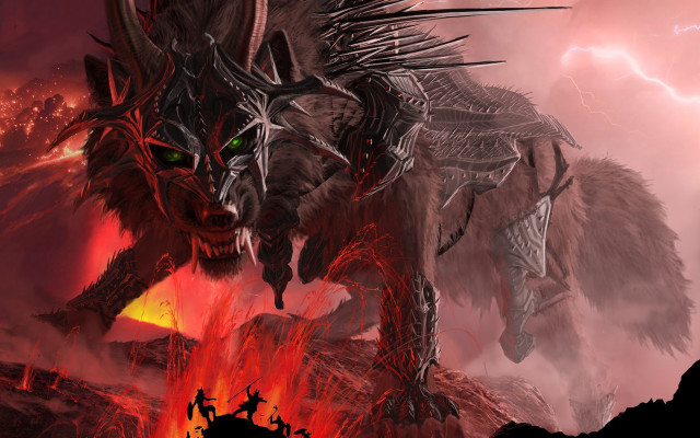 Demonic creature green eyes red #2 free wallpaper for desktop - medium preview image