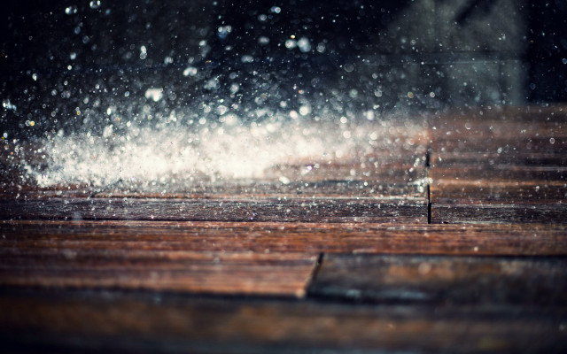 Wooden table snowing cityscape night free wallpaper for desktop - medium preview image