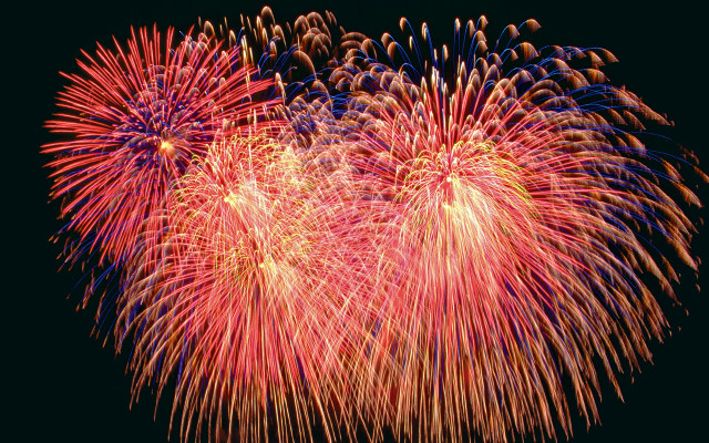 Fireworks night sky red yellow free wallpaper for desktop - medium preview image