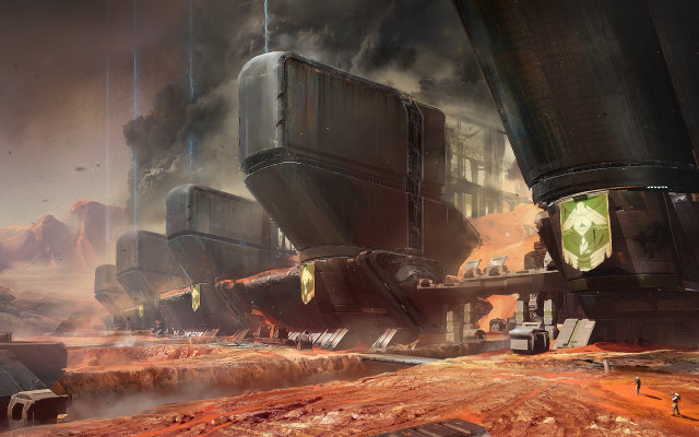 Futuristic city smoke dust giant free wallpaper for desktop - medium preview image