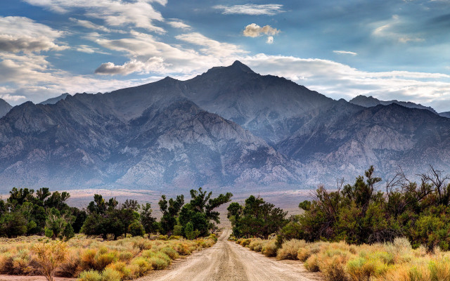 Mountain road clouds bushes sky #2 free wallpaper for desktop - medium preview image