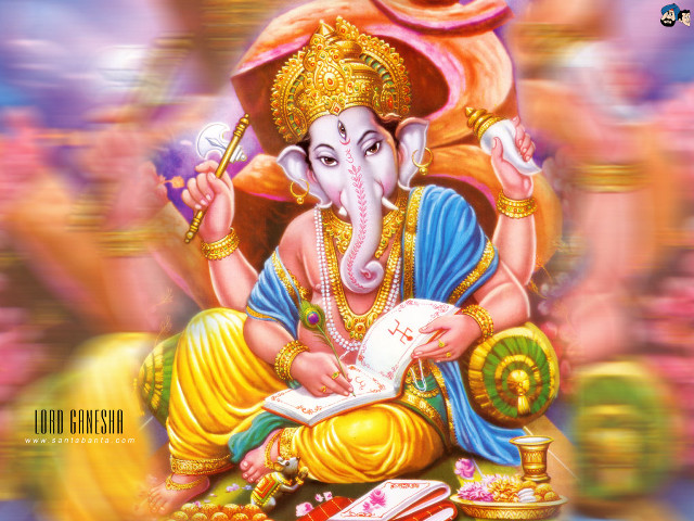 Ganesha card book lap painting #2 free wallpaper for desktop - medium preview image