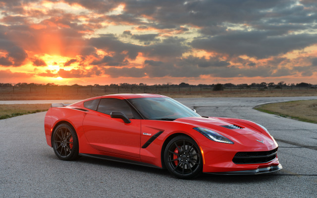 Red sports car sunset cloudy #4 free wallpaper for desktop - medium preview image