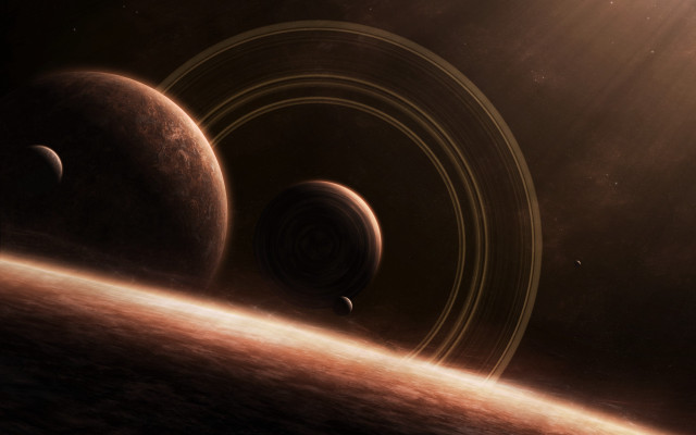 Planets sky clouds moon star free wallpaper for desktop - medium preview image