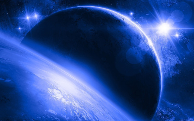Blue planet star light space #2 free wallpaper for desktop - medium preview image