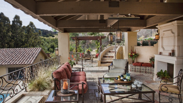 Patio couch chairs fireplace staircase free wallpaper for desktop - medium preview image