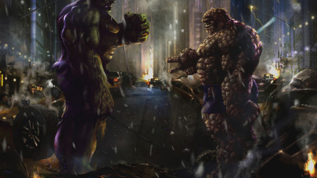 Giant monster cityscape night lighting free wallpaper for desktop - medium preview image