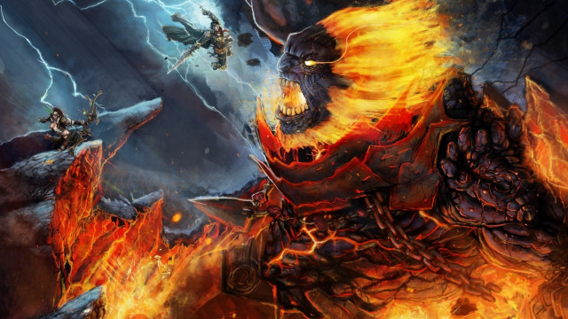 Demon storm lightning fire battle free wallpaper for desktop - medium preview image