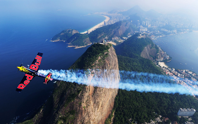 Red bull plane mountain blue free wallpaper for desktop - medium preview image