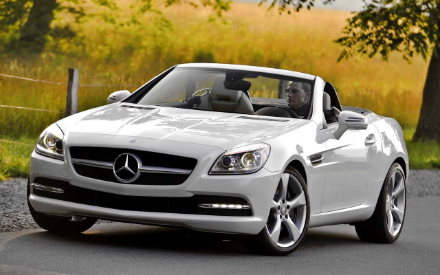 Mercedes slk convertible autumn road free wallpaper for desktop - medium preview image