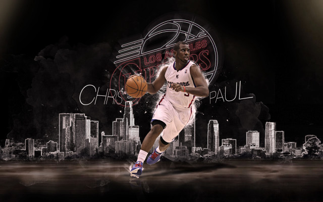 Basketball player running city lights free wallpaper for desktop - medium preview image
