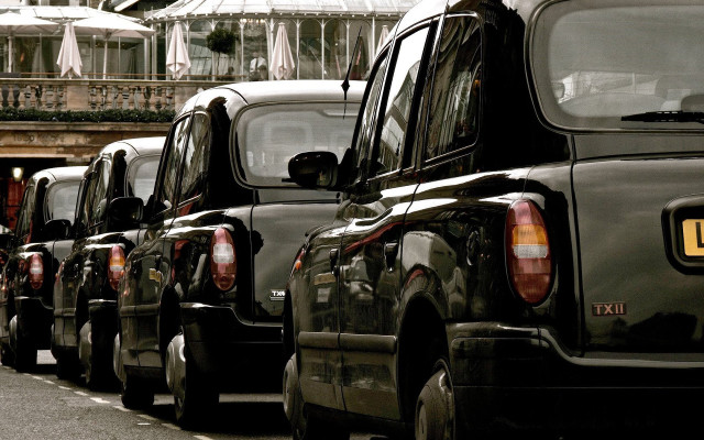 Parked cars city street clock free wallpaper for desktop - medium preview image