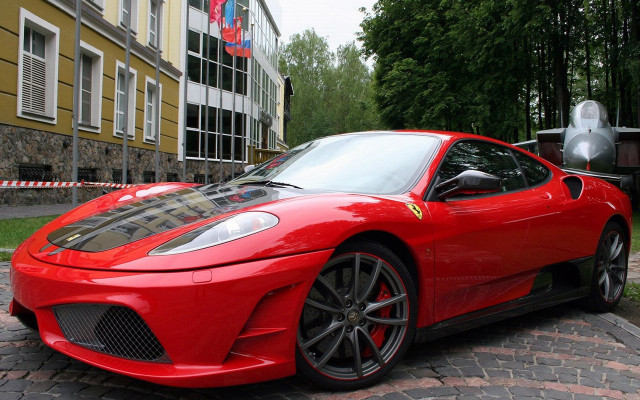 Red sports car brick road #11 free wallpaper for desktop - medium preview image