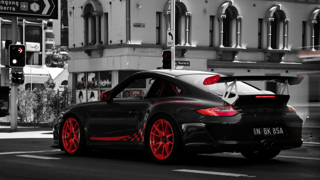 Black white car red rims #2 free wallpaper for desktop - medium preview image