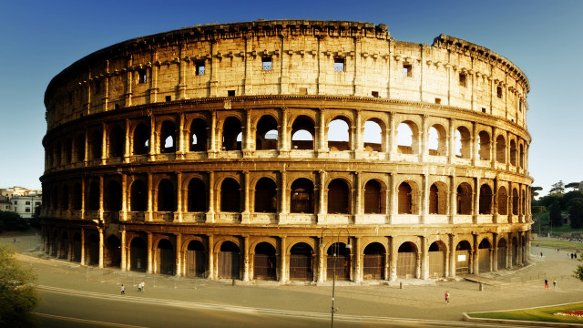 Romanesque building windows street matte free wallpaper for desktop - medium preview image
