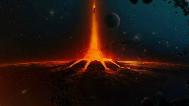 Space rocket star planet aurora free wallpaper for desktop - medium preview image