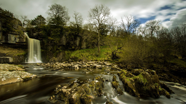 Waterfall forest mountain nature river free wallpaper for desktop - medium preview image