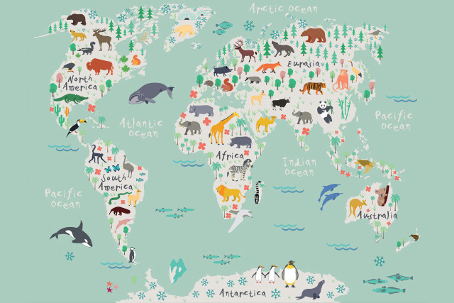 World map animals plants nature free wallpaper for desktop - medium preview image