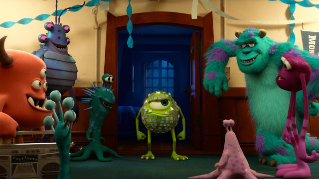 Monsters door blue ribbon green free wallpaper for desktop - medium preview image