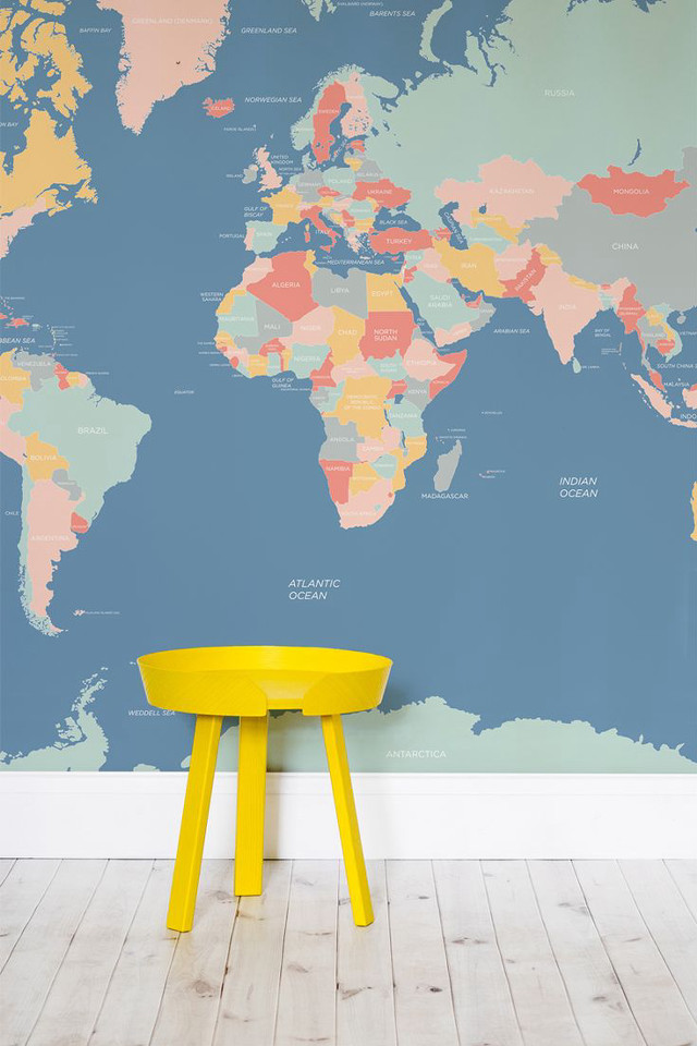 Yellow stool wall map yellow free wallpaper for mobile - medium preview image