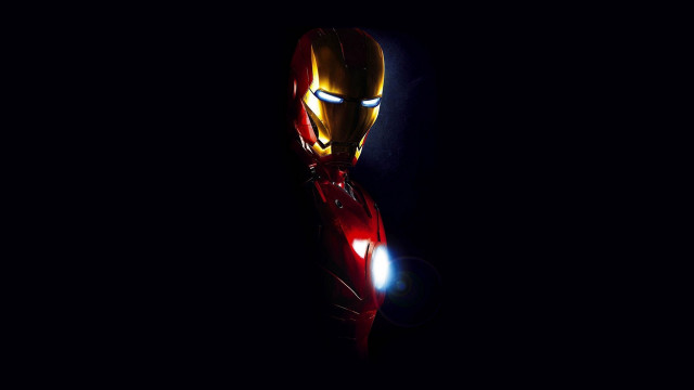 Ironman glowing red face black free wallpaper for desktop - medium preview image